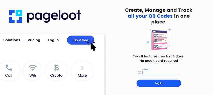The overview of the page where you can sign in to create a QR code